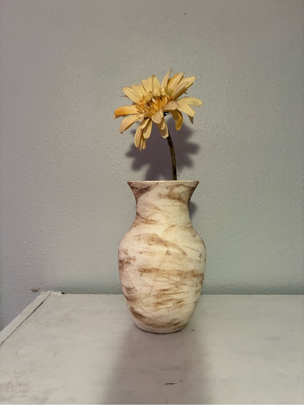 Textured Ceramic Vase in Cream and Brown - Picture 2 of 5